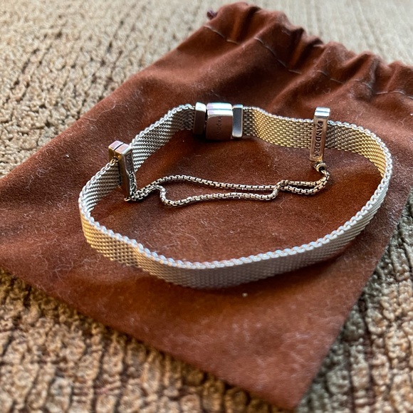 Pandora Reflexion Silver Bracelet w/ 1 Pair Stoppers Silver Chain EUC - Picture 1 of 9